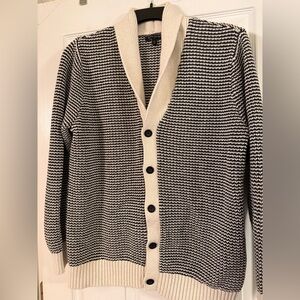 Banana Republic Men's Black and Cream Cardigan Sweater Size XL